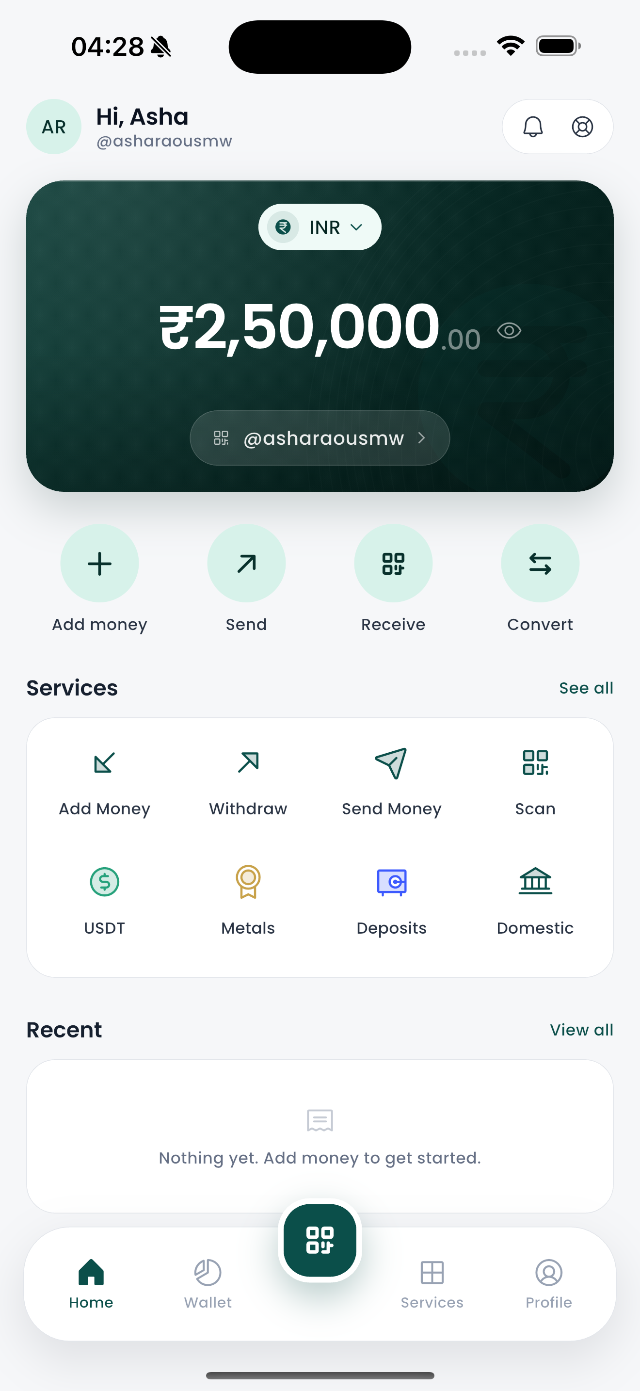 The Payredoo app: balance, quick actions and recent activity